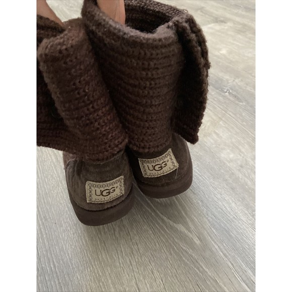 UGG Australia 5649 Women's Brown Woven Textile Fold Down Sweater Boots US Size 4 - Picture 3 of 5